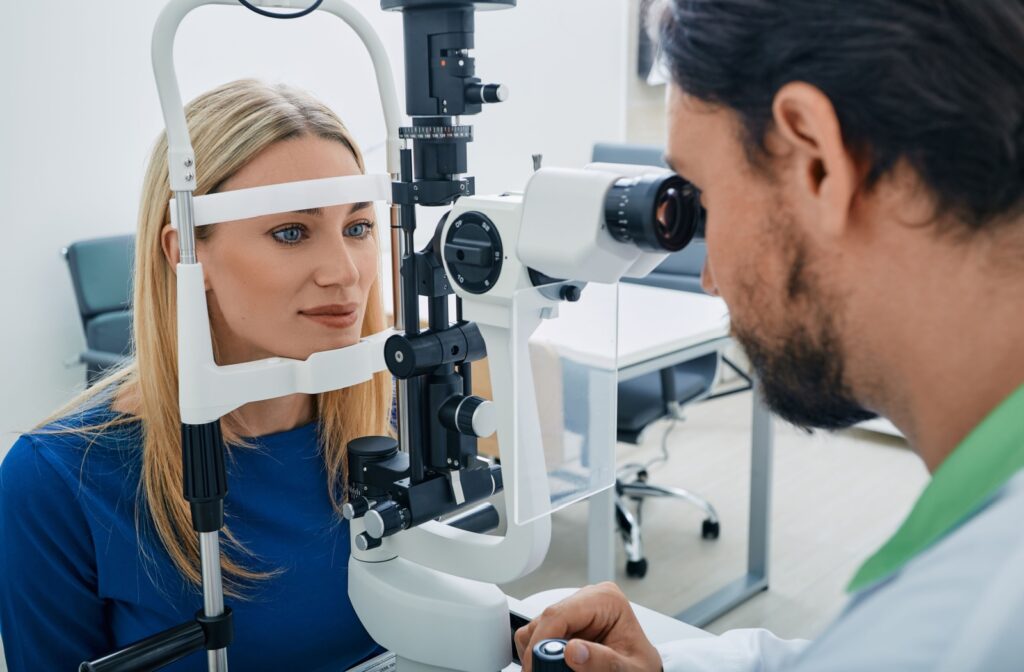 A person undergoing a routine eye exam