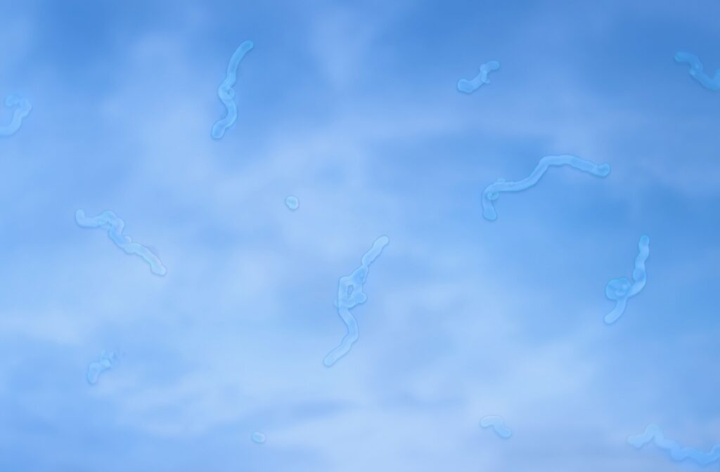 Eye floaters on a person's field of vision, with the sky as the background.